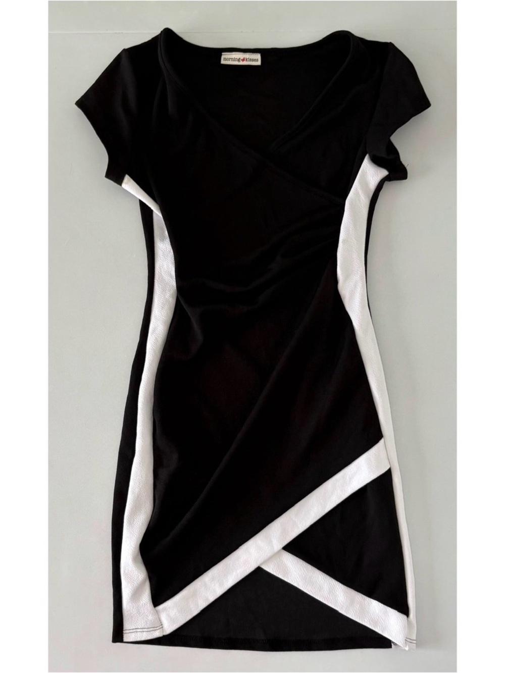 Morning Kisses Black White Short Sleeve Bodycon Mini Dress Size S 🤍🖤 #bodycon